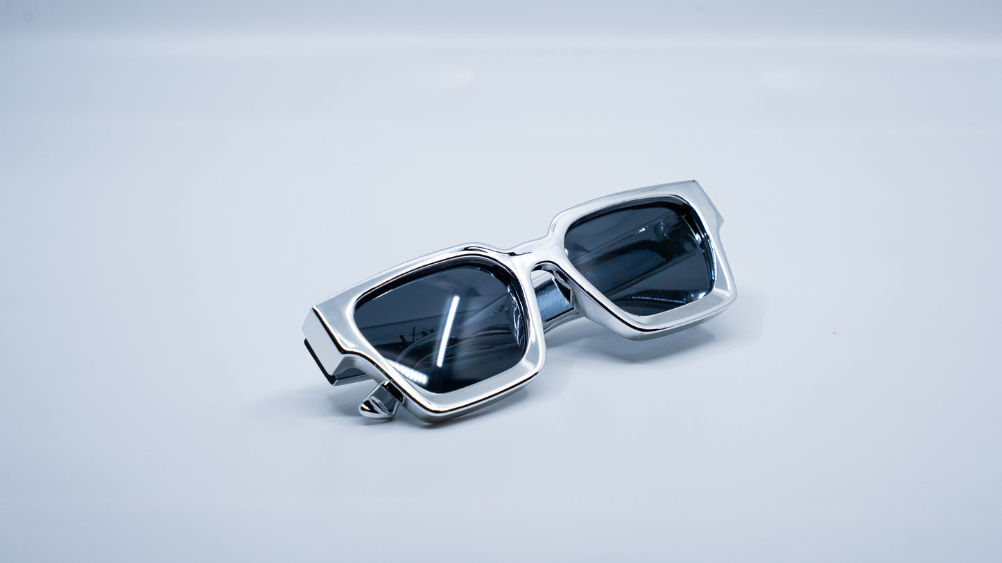 Chrome Square Frame Luxury Sunglasses