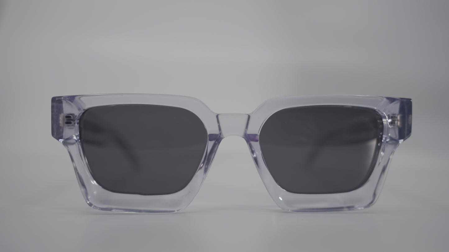 CRYSTAL CLEAR POLARIZED PLANT BASED Luxury Square frame sunglasses