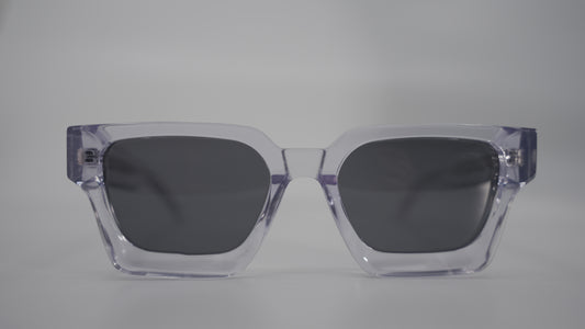 CRYSTAL CLEAR POLARIZED PLANT BASED Luxury Square frame sunglasses