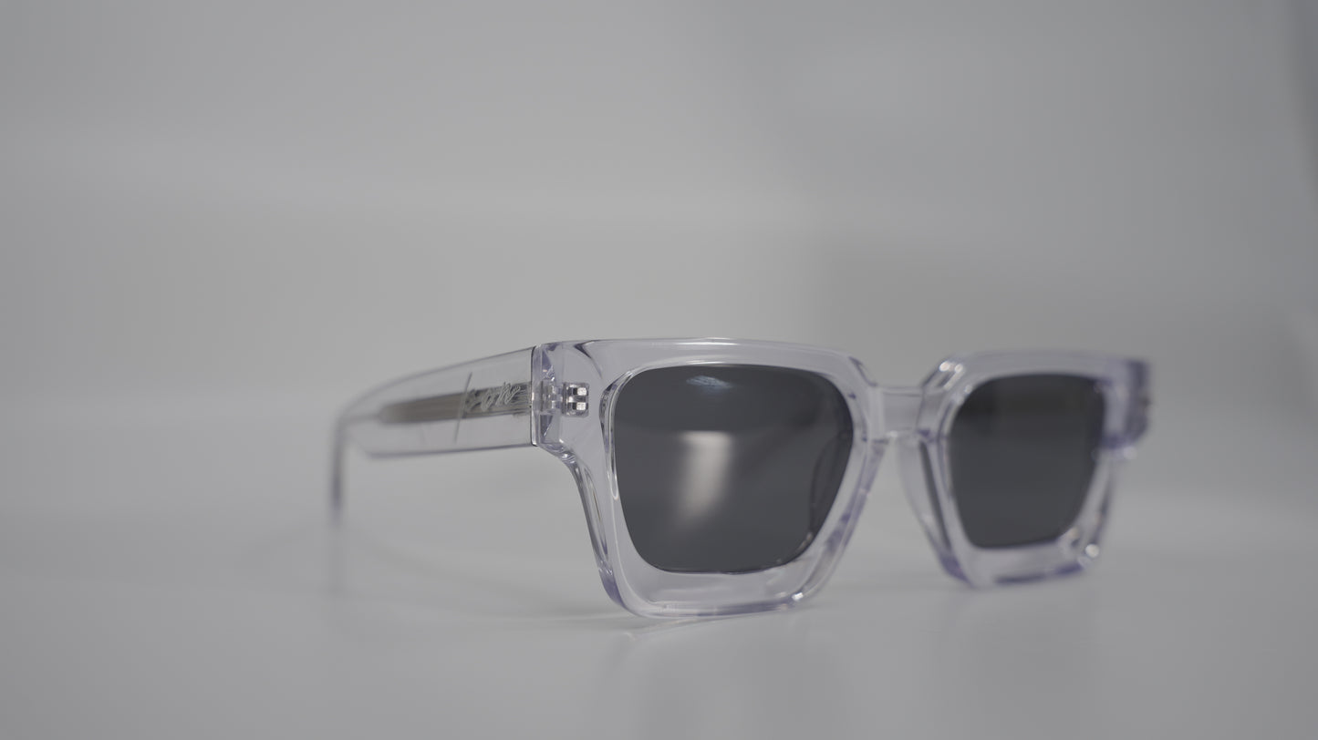 CRYSTAL CLEAR POLARIZED PLANT BASED Luxury Square frame sunglasses