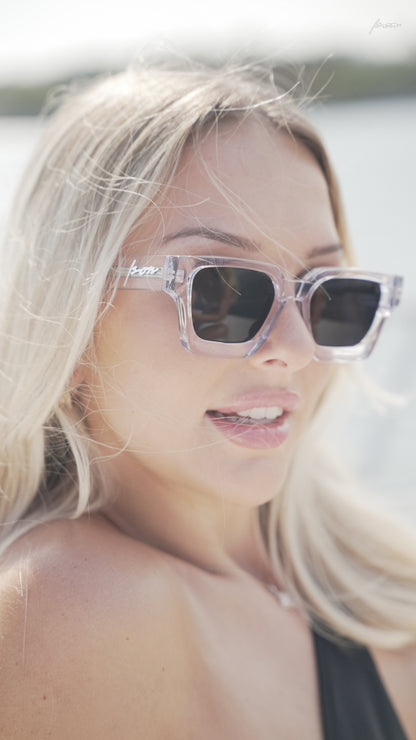 CRYSTAL CLEAR POLARIZED PLANT BASED Luxury Square frame sunglasses