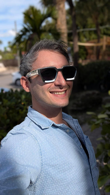 Chrome Square Frame Luxury Sunglasses